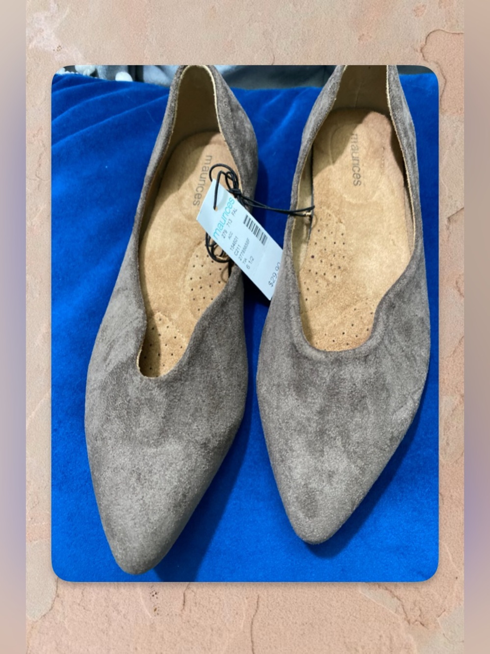 Maurices Taupe Suede Pointed-Toe Flats